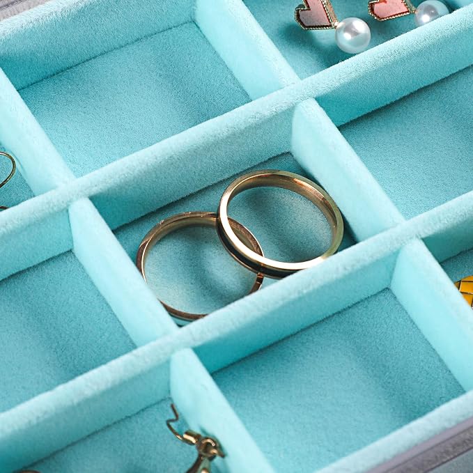 Frebeauty Extra Large Acrylic Jewelry Box for Women 5 Layers Clear Jewelry Organizer Velvet Earring Box with 5 Drawers Rings Display Case Necklaces Holder Tray for Women Girls (Turquoise) | Jewelry Storage for Rings Earrings Bracelets,Dustproof,Velvet ...