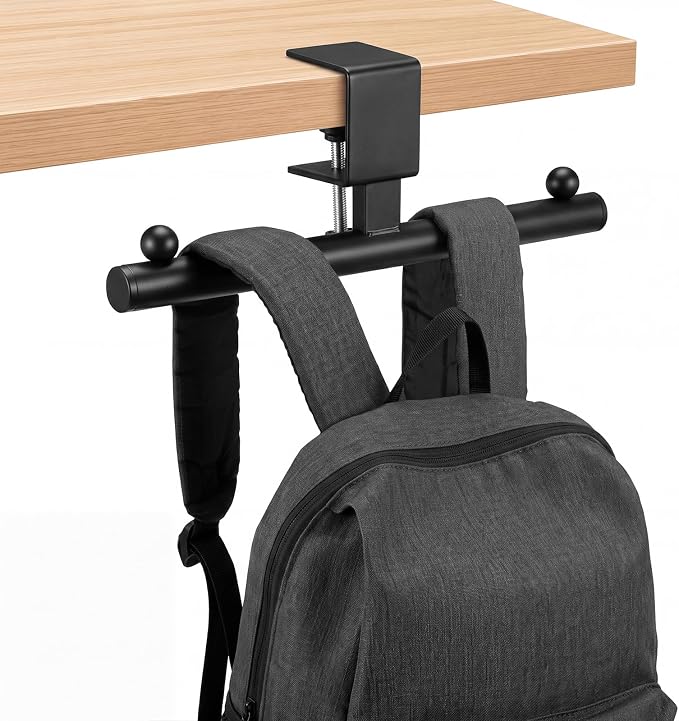 Geelin 1 Pcs Black Heavy-Duty Bag Hook for Desk or Table Bag Hanger Backpack Holder Purse Hook Table Handbag Hanger Organizer Storage Under Desk for Office Classroom Dorm Accessories