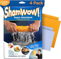ShamWow Original Super Absorbent Multi-Purpose Cleaning Shammy Chamois Towel Cloth - Holds 10X its Weight in Liquid - Machine Washable - Will Not Scratch (4 Pack: 2 Large Orange & 2 Small Blue).