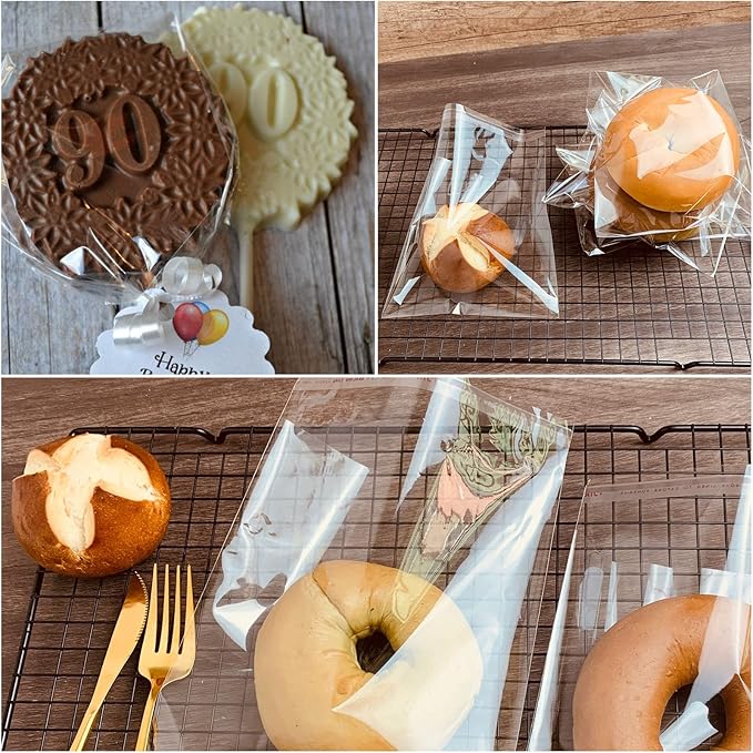 MIVIDE 1000PCS 5.5x6.7inch Self Sealing Cellophane Bags, Clear Cookie Bags for Packaging, Resealable Cellophane Bags Self Adhesive, Plastic Sealing Bags for Cookies, Bakery, Gift Wrapping, Candy
