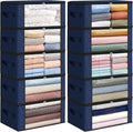 Fab totes 35L Closet Organizers and Storage, Foldable Under Bed Storage Containers, Storage bags for Organizing Bedroom, Closet, Clothing,Organization with Handle (10 Pack,Blue)