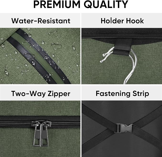 BALEINE Travel Garment Bag, Travel Suit Bag for Men, Water Resistant Carry on Garment Bag for Hanging Clothes, Garment Duffel Bag for Travel Business (Green, 42")
