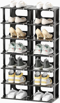 HAIXIN 14 Tier Vertical Black Shoe Rack for Front Door Entrance - Tall Shoe Organizer for Small Spaces, Closet Narrow Small Shoe Shelf Cabinet Free Standing Racks Holder Stand | Slim vertical shoe rack saves space, stackable modular design, easy to ass...