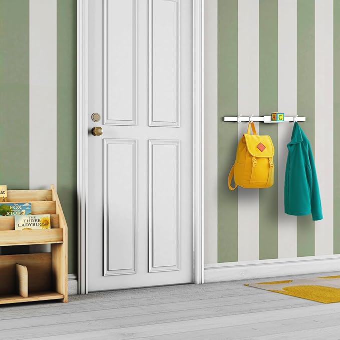 Modern Aluminum Wallmount Organizer, 32.3" Rail with Adjustable 4 Hooks, Wall Rail (Ivory) (Black, 32.3" Rail with Shelf Tray & 3 Hooks)