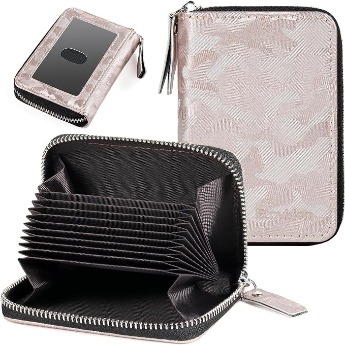 Credit Card Wallet, RFID Card Case Wallet, Zipper Card Cases Holder for Men Women, RFID Blocking, KeyChain Wallet, Compact Size Card Organizer Case for Women