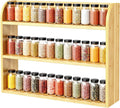 ROMGUAR CRAFT 3 Tier Long Bamboo Spice Rack, Countertop or Wall Mounting Wood Spice Jars Organizer Shelf for Kitche, Pantry (Natural)