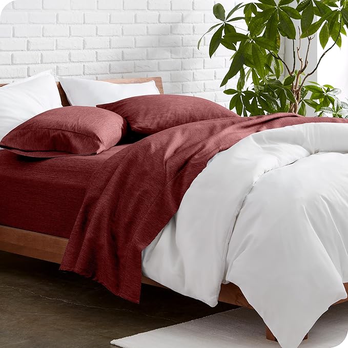 Bare Home Full XL Sheet Set - Luxury 1800 Ultra-Soft Microfiber Full Extra Long Sheets - Double Brushed - Deep Pockets - Easy Fit - 4 Piece Set (Full XL, Heathered Rose)