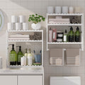 Towel Rack Bathroom Storage Shelves Over The Toilet with Towel Bar 100% Bamboo Adjustable Height Floating Shelf Wall Shower Shelf for Small Space Bathroom Kitchen Multi Usage White New 2Pack