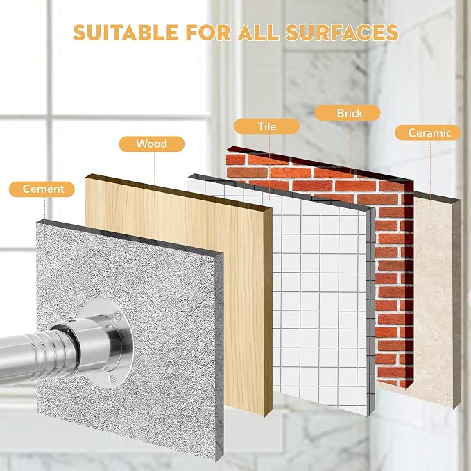 1.3 Inch Diameter Closet Rods for Hanging Clothes 17-39 Inch Adjustable, Metal Heavy Duty Closet Pole, Silver Closet Bar for Hanging Clothes, Suitable for Closet, Wardrobes, Bathroom, Windows