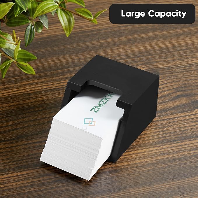 Wood Business Card Holder for Desk - Vertical Business Card Display Stand - Wooden Business Card Organizer for Office Tabletop Desktop, Black