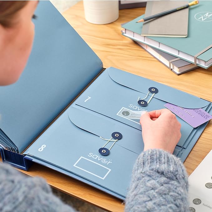 The Folio® If I Die Binder Organizer with Labels by Savor | Acid-Free Important Document Organizer with 10 Pockets, Document Holder for Birth Certificate, Wills, and Investment Plans (Slate)