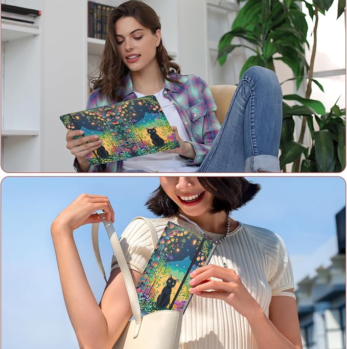 Floral Business Card Book Holder Organizer for Women, 240 Card Capacity, Stylish Name Card and Credit Card Holder for Professionals (Cat)