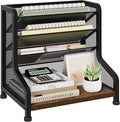 SWTYMIKI Paper Organizer, Mesh and Wood Desk Office Organizer, Office Organization and Binder Storage for Workspace, Home, School, Espresso