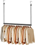 BaiNong Adjustable Closet Hanging Rod 40" Black Closet Rod Extender | Heavy Duty Double Hanging Closet Rod, Walk-in Closets, and Clothes Rack to Maximize Storage Space