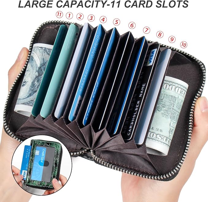 Credit Card Wallet, RFID Card Case Wallet, Zipper Card Cases Holder for Men Women, RFID Blocking, KeyChain Wallet, Compact Size Card Organizer Case for Women