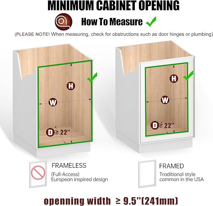 JOWBOOW 2-Tier Individual Cabinet Pull Out Shelves (9" W x 22" D), Slide Out Kitchen Panty Narrow Cabinet Storage Sliding Shelves