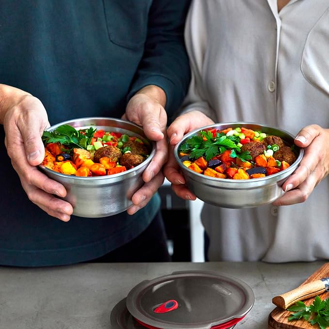BLACK + BLUM Lunch Bowl - Reusable Meal Prep Containers for Picnic & Camping - Microwavable Stainless Steel Lunch & Dinner Food Storage Box with Leak Proof Lid - Dishwasher & Oven Safe - 650ml | Leak Proof & Airtight, Durable & Reusable, Stackable Food...