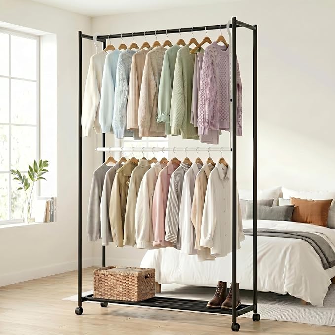 OPKING Hanging Closet Rod Extenders Adjustable Width & Height 1Pack White | Stepless Adjustment, Space-Saving & Expand Space, Assemble Easily, Heavy-Duty Iron, Hold Up To 45 LBS, Smooth Surface,