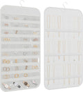 Double-Sided Hanging Jewelry Organizer for Necklaces Earrings, 1-Pack White | Foldable 36 hooks & 40 clear pockets; swivel hook fits walls, doors & rods for earrings, bracelets, rings & small jewelry