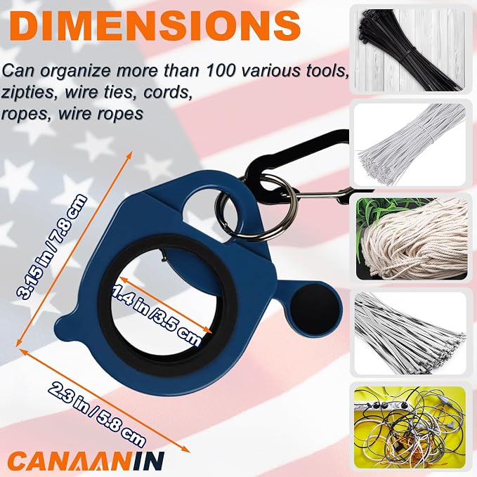 Zip Tie Holder Cable Tie Holder Heavy-Duty Colored Upgraded Carabiner Clip for Tool Belt Organized Strong Efficient for Electrician Tool Storage Reusable Portable(Blue, 2 Piece)