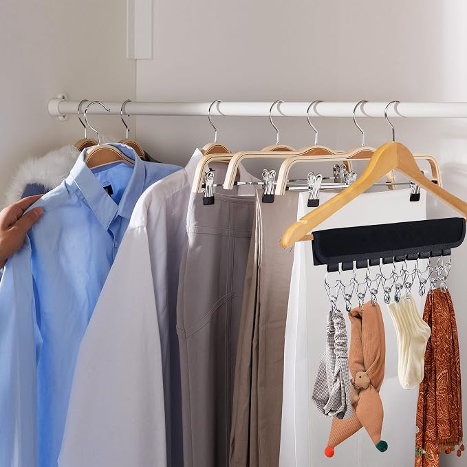 Hat Organizer Holder for Hanger & Room Closet, 4Pack Hat Storage Clips | for Hang Baseball Hats Rack, Ball Caps, Winter Beanie & Accessories, Not Including Hangers & Hats (4PC Black)