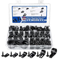 JORREP 322PCS Black Cable Clips R-Type Nylon Wire Clips Assortment Kit 6 Sizes 3/16" 1/4" 3/8" 1/2" 3/4" 1" Cable Clamps with M4 Screws for Wire Managemen, Office, Garage