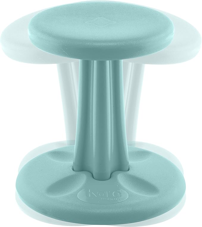 KORE Design Wobble Stool Chair, Girls + Boys Kid Desk Stools, Ergonomic Small Office Chairs, Flexible Seating for Active Child, ADD/ADHD, Classroom, School, Home, Kids (14in), Age 6-7 yrs, Teal