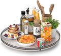 21" Lazy Susan Wood Turntable Organizer for Kitchen Decor, Farmhouse Round Wooden Lazy Susan Organization and Storage for Cabinet, Dining Table, Bathroom, Countertop,Centerpiece, Home Decor Whitewased