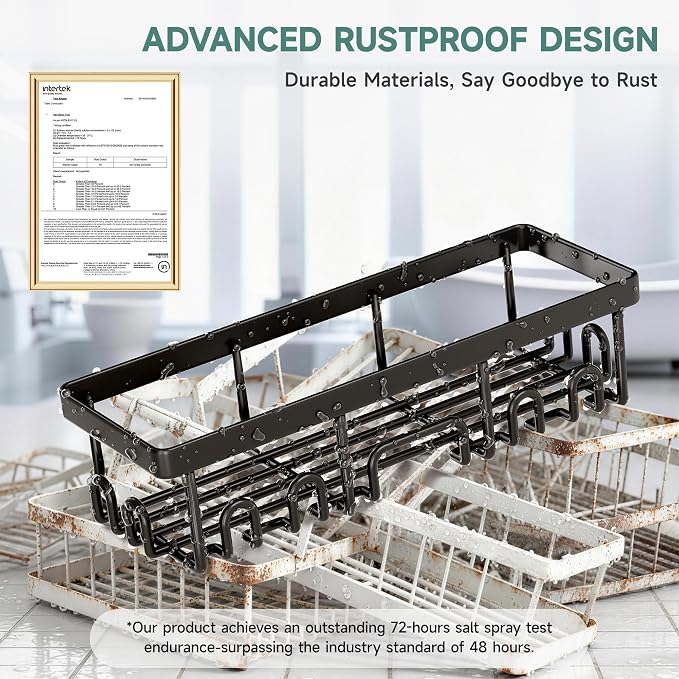 Veken Shower Caddy 3-Pack, Advanced Rustproof Design, No Drilling Adhesive Shelves, Rack with Soap Holder, Large Capacity Bathroom Organizers and Storage, Wall-Mounted Kitchen & Home Decor, Black