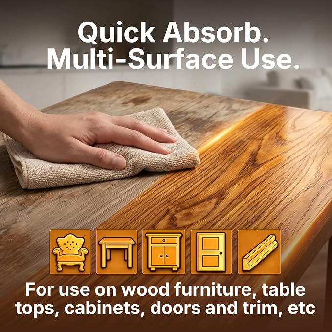 Natural Wood Polish & Conditioner with Orange Oil 16 fl oz - Beeswax Furniture Polish and Cleaner, Oil & Wax Blend for Furniture, Cabinets, Tables, Doors & Trim, Enhances Color & Grain, Wood Care