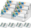 MaxGear 4 Pack Acrylic Business Card Holder, Card Display Stand, 8 Pockets | 4-Tier Freestanding Design, Clear Acrylic Construction, Fits Standard Business Cards for Reception, Office and Countertops