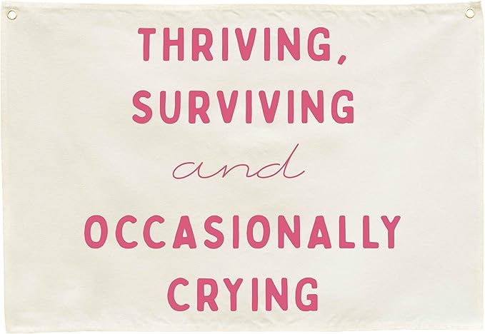 Classroom Wall Flag Decor-Teacher Gift-Inspirational Back to School Wall Banner Decor-Thriving Surviving-Hanging Rectangular Canvas Banner for Classroom Teacher Office Reading Corner