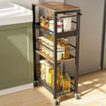 Slim Rolling Storage Cart, 4 Tier Narrow Storage Cart, 9.1in(W) | Metal Kitchen Rolling Cart for Small Spaces, Narrow Shelf for Kitchen, Laundry Room, Bathroom, Living Room
