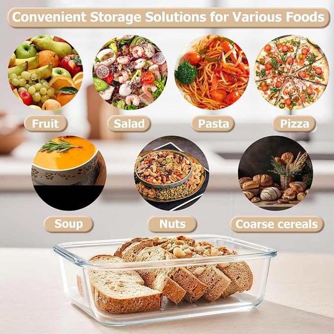10 Pack Glass Meal Prep Containers with Lids Airtight 36oz & 12.5oz, Stackable Glass Food Storage Containers BPA Free, Leak Proof, Microwave, Oven, Freezer and Dishwasher Safe