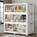 180Gal/720QT 3-Tiers Extra Large Stackable Storage Bins with Lid, Collapsible Cabinet Closet Organizer Plastic Container Box with Wheels Doors Drawers for Living Room Kitchen Office, White