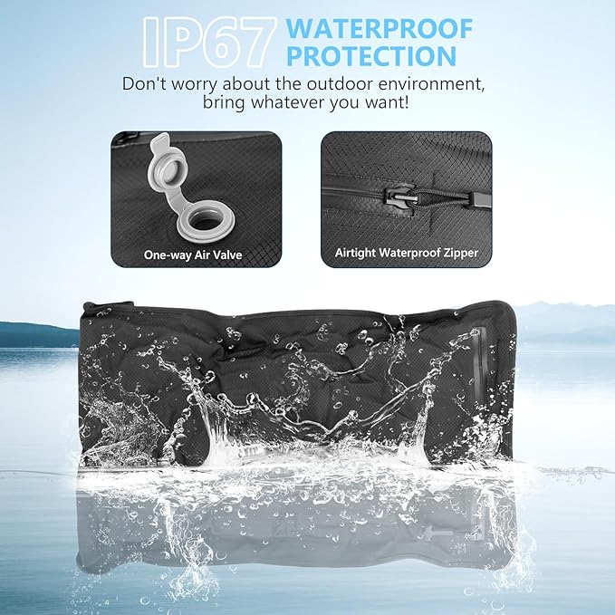 2PC Professional Vacuum Bags for Travel with 55W Super Power Electric Pump, Dobaly IP67 Reusable Vacuum Compression Bags for Suitcases and Backpack Space Saver Vacuum Bags Durable(2 Medium+Pump)