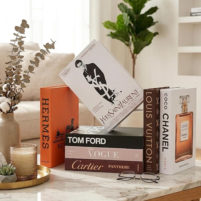 PROBENEX Suite Large | 7 PCS Faux Decorative Books for Home Decor | Not Real Books (Cardboard Boxes) | Coffee Table, Bookshelf & Shelf Styling Display Props for Living Room, Office