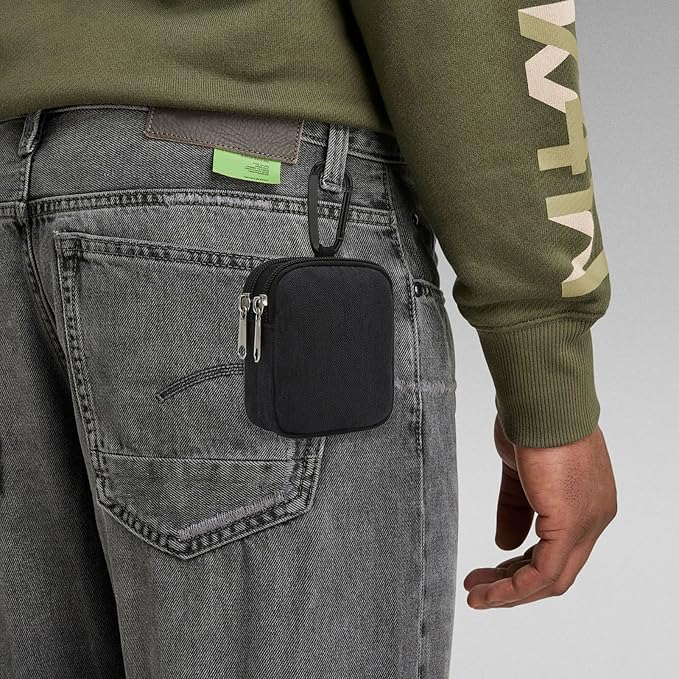 E-Tree Coin Purse with Carabiner Clip, Dual Layer Card Case Holder, Mini Pouch for AirPod Earphone Keychain USB Cable,Wallet, Small Accessories Organizer Bag for Women and Men (Black)