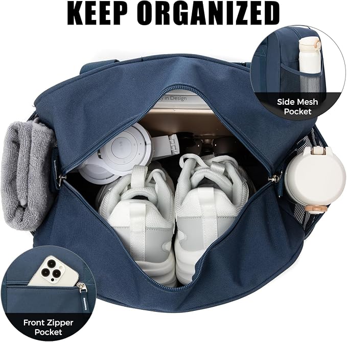 SeaRock 14 inch Small Gym Bag for Men & Women, Mini Duffle Bag for Travel Sports, Lightweight Carry On Duffel Bag, Navy Blue