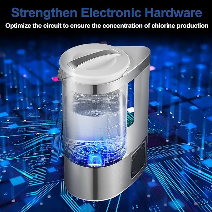 Hypochlorous Acid & Sodium Hypochlorous Solution Generator, 2000ML Capacity Portable Electrolyzed NaCl Water System Making Generate HClO Machine for Home Kitchen School Restaurant Bathroom Cleaning
