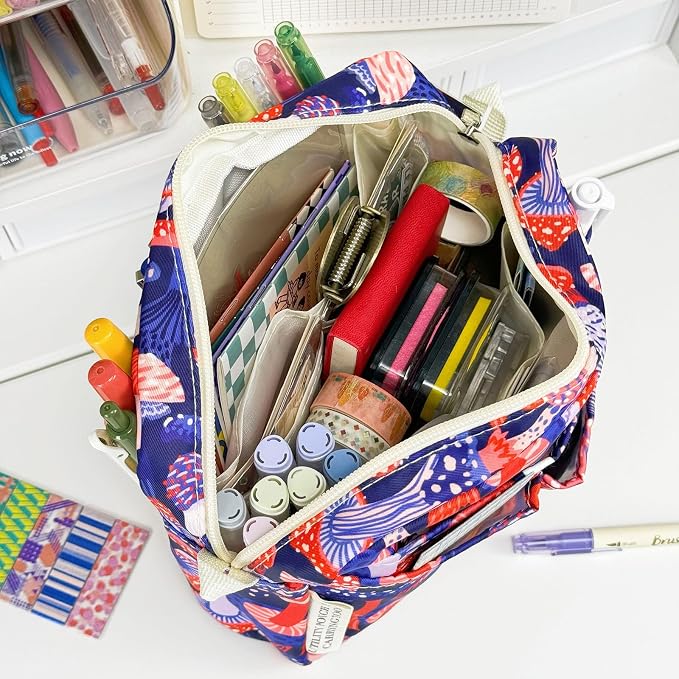 Multiple Pockets Portfolio Organizer with Zippered,Storage Pencil Pouch Bag | Waterproof Travel Toiletry Bag,Portable Pencil Pouch for Notebooks,Stationeries,Make-up,Journal Office Art Supplies,ZiMoGu