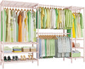Ulif E11 Heavy-Duty Garment Rack, Metal Freestanding Clothes Rack and Closet Storage Organizer System with 8 Shelves and 4 Hanger Rods, (73.2-97.6)" W x 14.5" D x 71.2" H, Load 1034 LBS, Pink