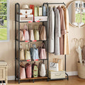 Honkazita 4-Tier Purse Storage for Closet with Adjustable Feet & Dividers, High Capacity Closet Purse Organizer for Small Place Iron & Wood Handbag Storage - Purse Organizer for Closet & Narrow Spaces
