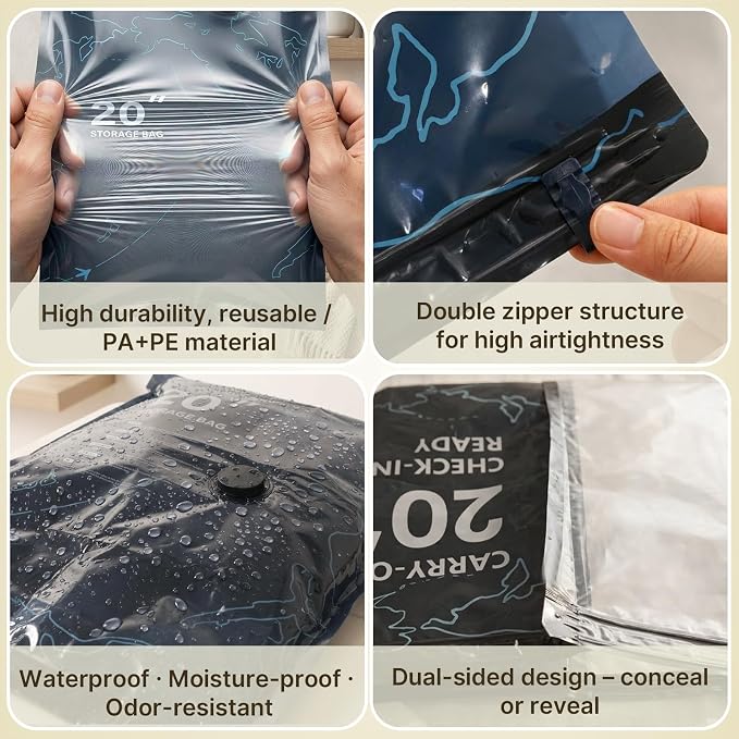 12 Pack Vacuum Seal Bags for Clothing Travel with Electric Pump (3 Large 28", 5 Medium 24", 4 Small 20") Heavy Duty 0.08mm Travel Vacuum Bags for Luggage & Moving, Reclaim 80% Space