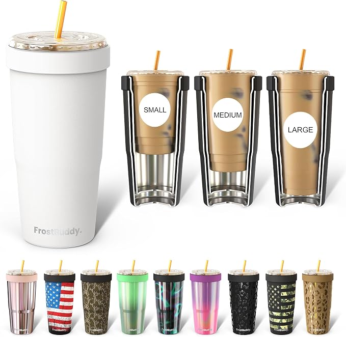 Frost Buddy Togo Buddy 30oz Tumbler - Insulated Stainless Steel (White) | Double-wall vacuum insulated | Spill-proof flip lid | 18/8 premium stainless steel