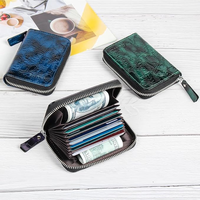 Credit Card Wallet, RFID Card Case Wallet, Zipper Card Cases Holder for Men Women, RFID Blocking, KeyChain Wallet, Compact Size Card Organizer Case for Women