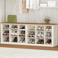Hzuaneri Shoe Storage Bench, Wooden Entryway Shoe Benches with Cubby | Widened Wooden Farmhouse Shoe Bench with Compartments, Shoe Rack Benches for Cloakroom, Living Room, Antique White SB54514X