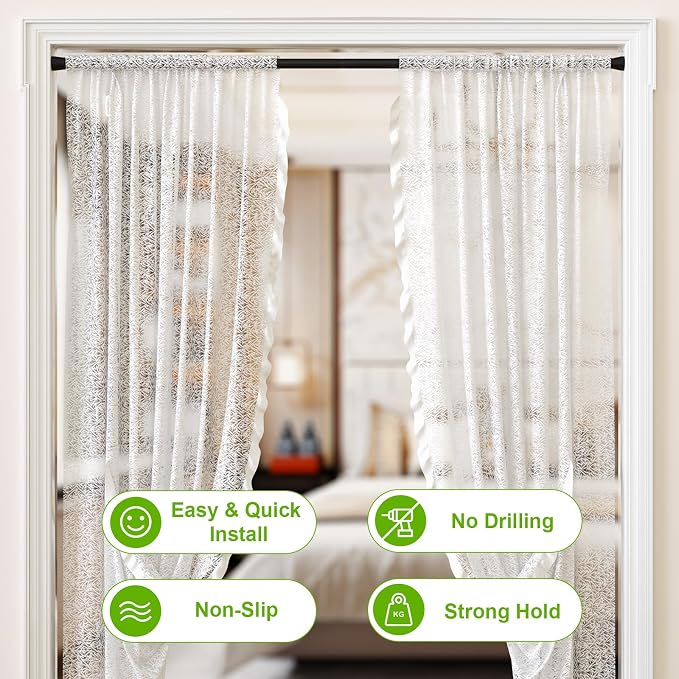 Shower Curtain Rod 30-64 inch 2Pack Shower Adjustable Curtain Rod No Drilling Expandable Spring Pressure Rod Spring Curtain Rods for Bathroom Windows
