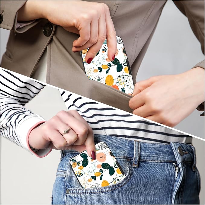 Card Holder Credit Cards Holder for Women RFID wallet women Business Card Holder Wallet Mini Aluminum Card Wallet RFID Blocking Slim Metal Hard Card for Women, Flower Seamless Pattern