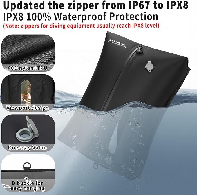 EULANT Travel Vacuum Bags,IPX8 Waterproof Vacuum Compression Bag | Vacuum Bags for Travel Carry-On Suitcase & Travel Backpack,Space Saver Bags Packing Organizers